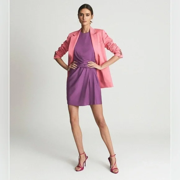 REISS Essie 60s Shift Mini Dress Purple Size 6 NWT - Picture 2 of 10